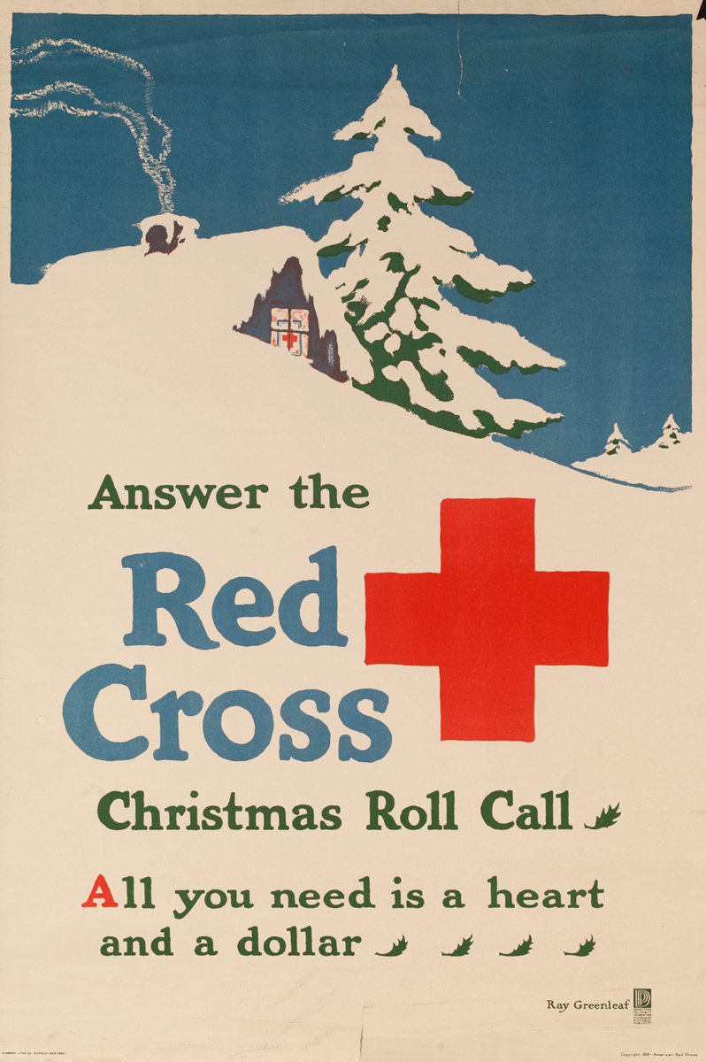 Answer the Red Cross Christmas Roll Call, Original American Red Cross Poster