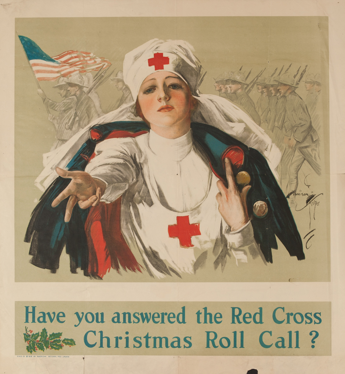 Have You Answered the Red Cross Christmas Roll Call, Original American Red Cross Poster