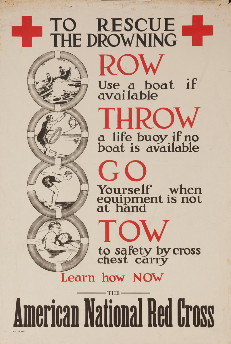 To Rescue the Drowning.... Original American Red Cross Poster