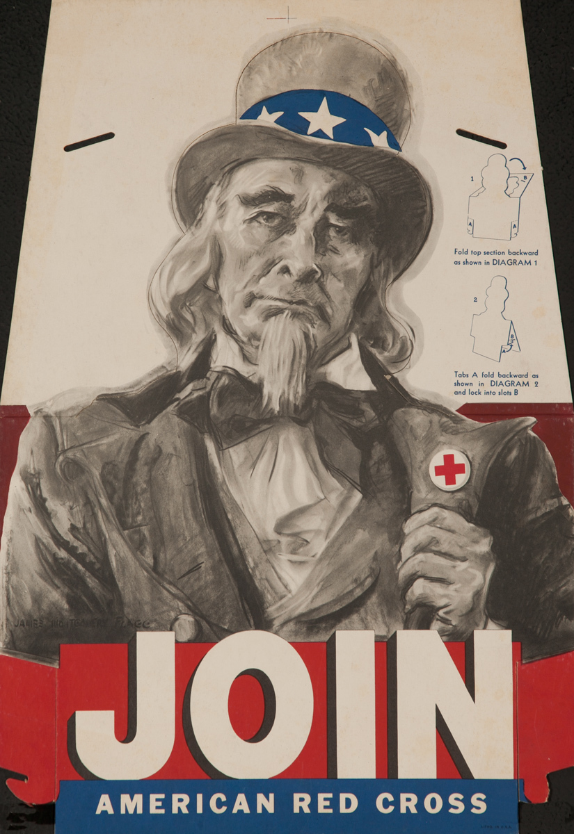 Join American Red Cross, Uncle Sam Die Cut Sign, Original American Red Cross Poster