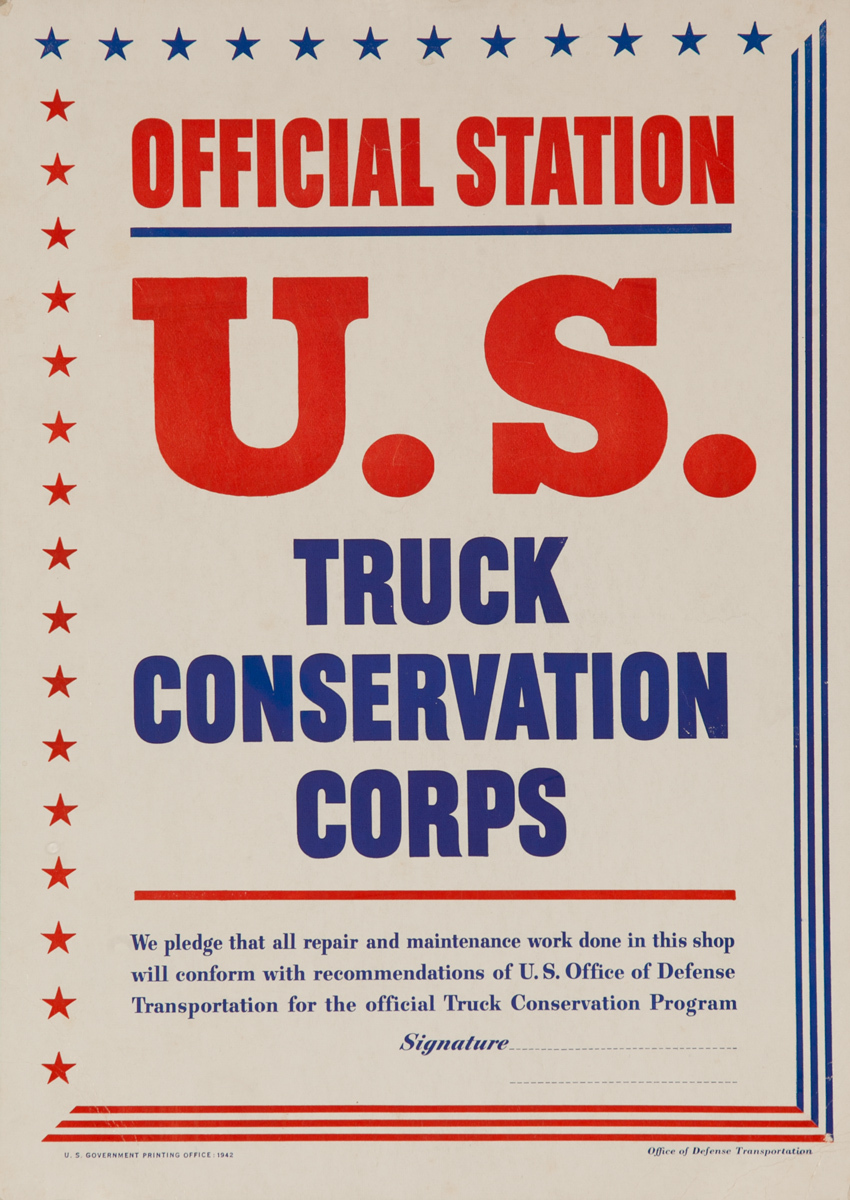 Official U S Truck Conservation Corps, Original WWII Poster