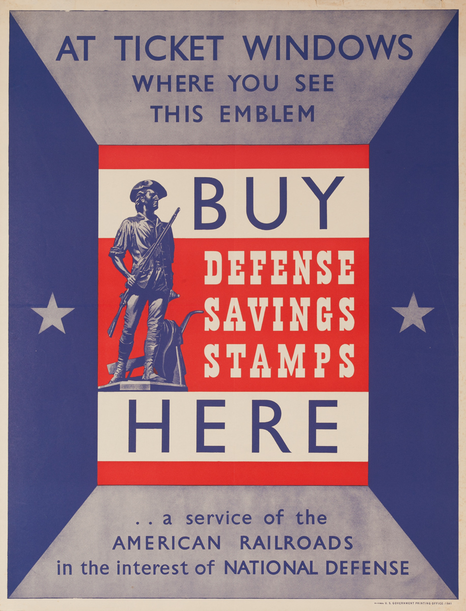 Buy Defense Savings Stamps Here, Original American WWII Poster