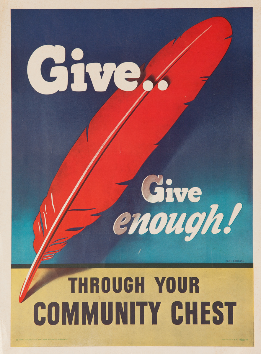 Give Enough Through Your Community Chest, Original American WWII Poster