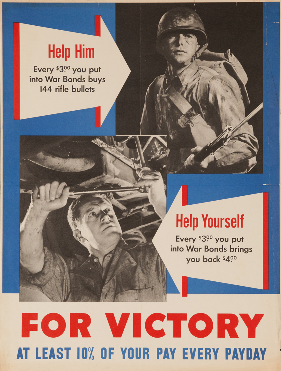 For Victory, At Least 10% of Your Pay Every Payday, Original American WWII Poster