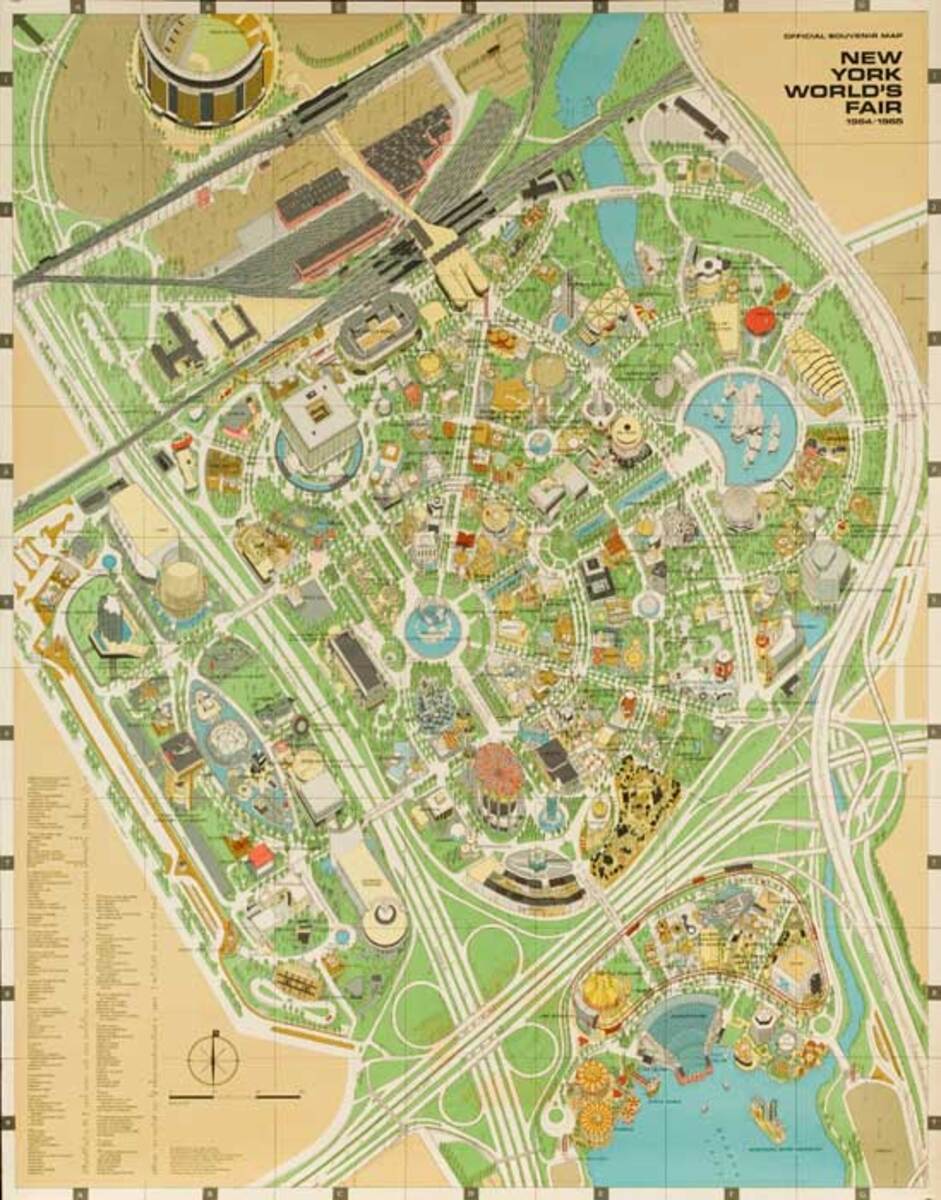1964 New York World's Fair Aerial View Souvenir Map Poster