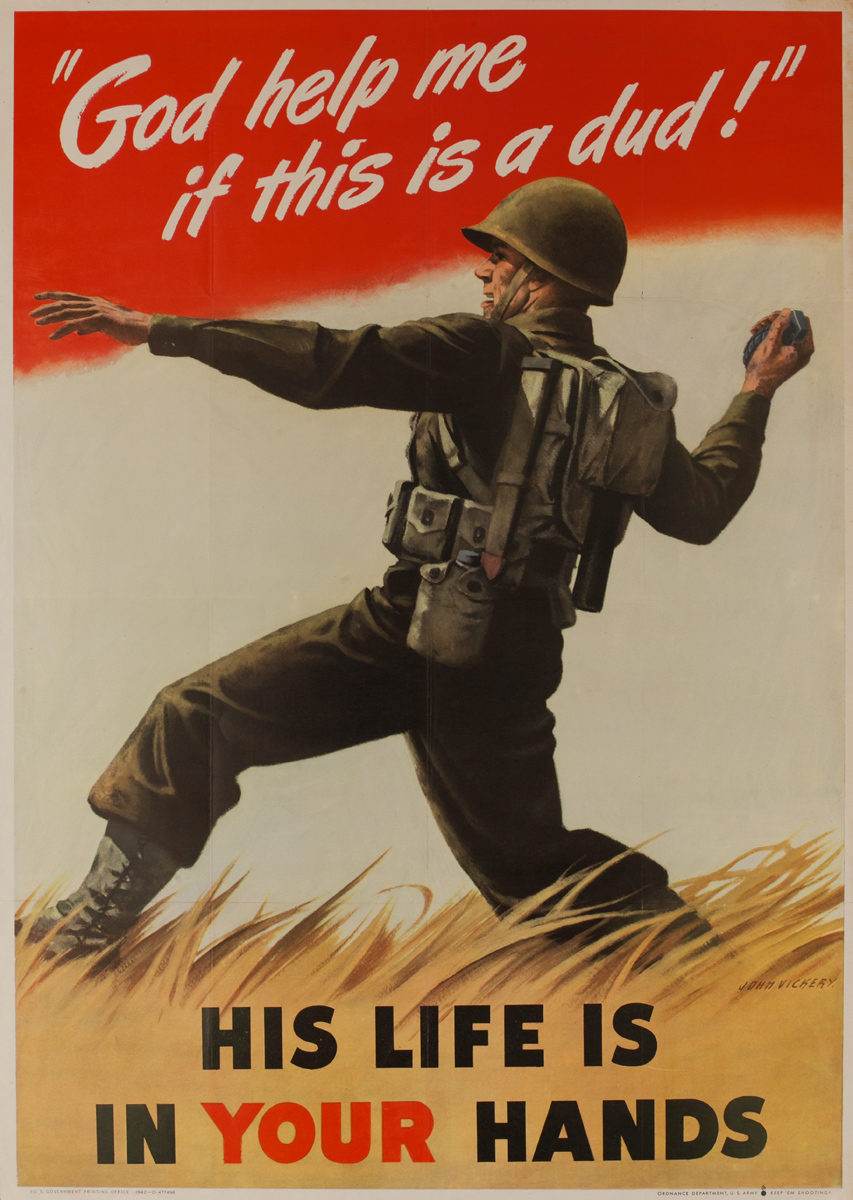 God help me if this is a Dud!  His life is in your hands,  Original American WWII Homefront Production Poster