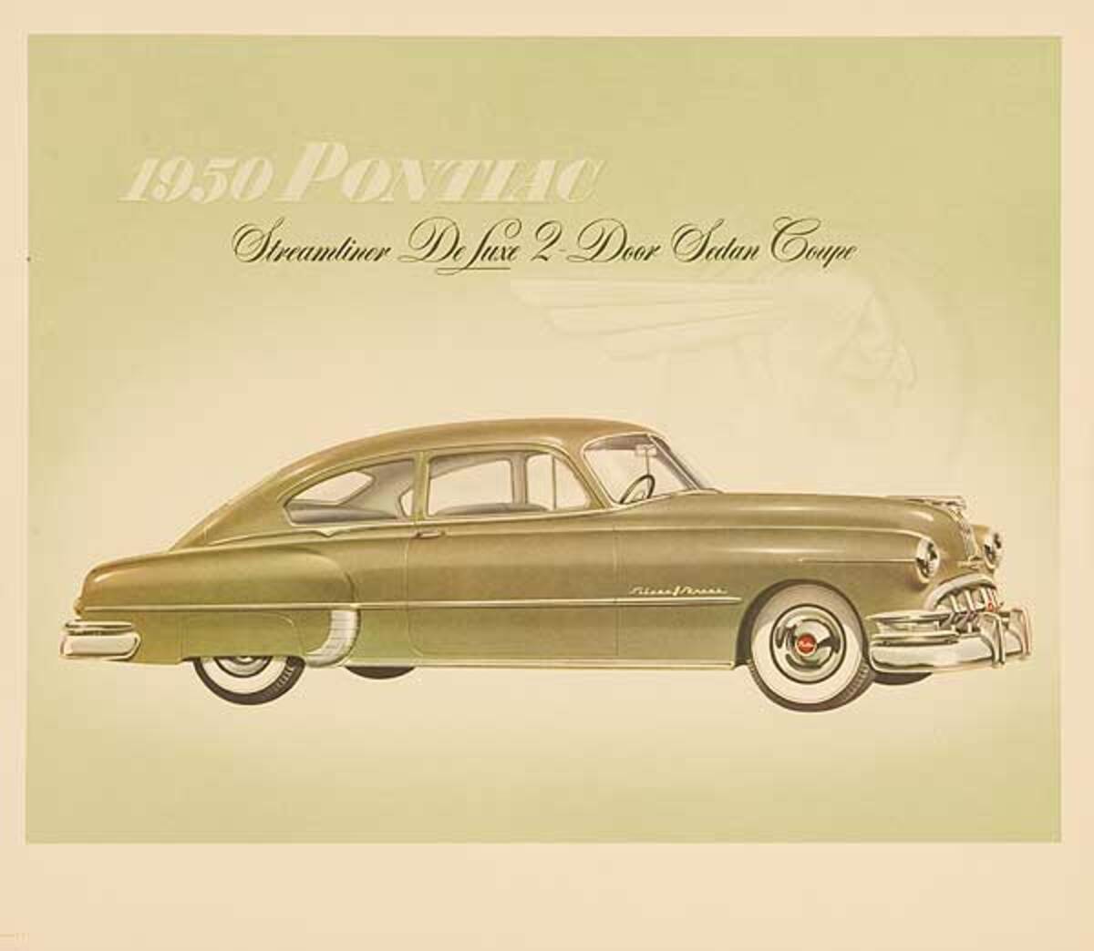1950 Pontiac Streamliner DeLuxe 2 Door Sedan Coupe Original Showroom Advertising Poster