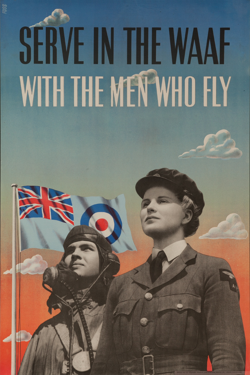 Serve in the WAAF, With the Men Who Fly, Original British WWII Poster