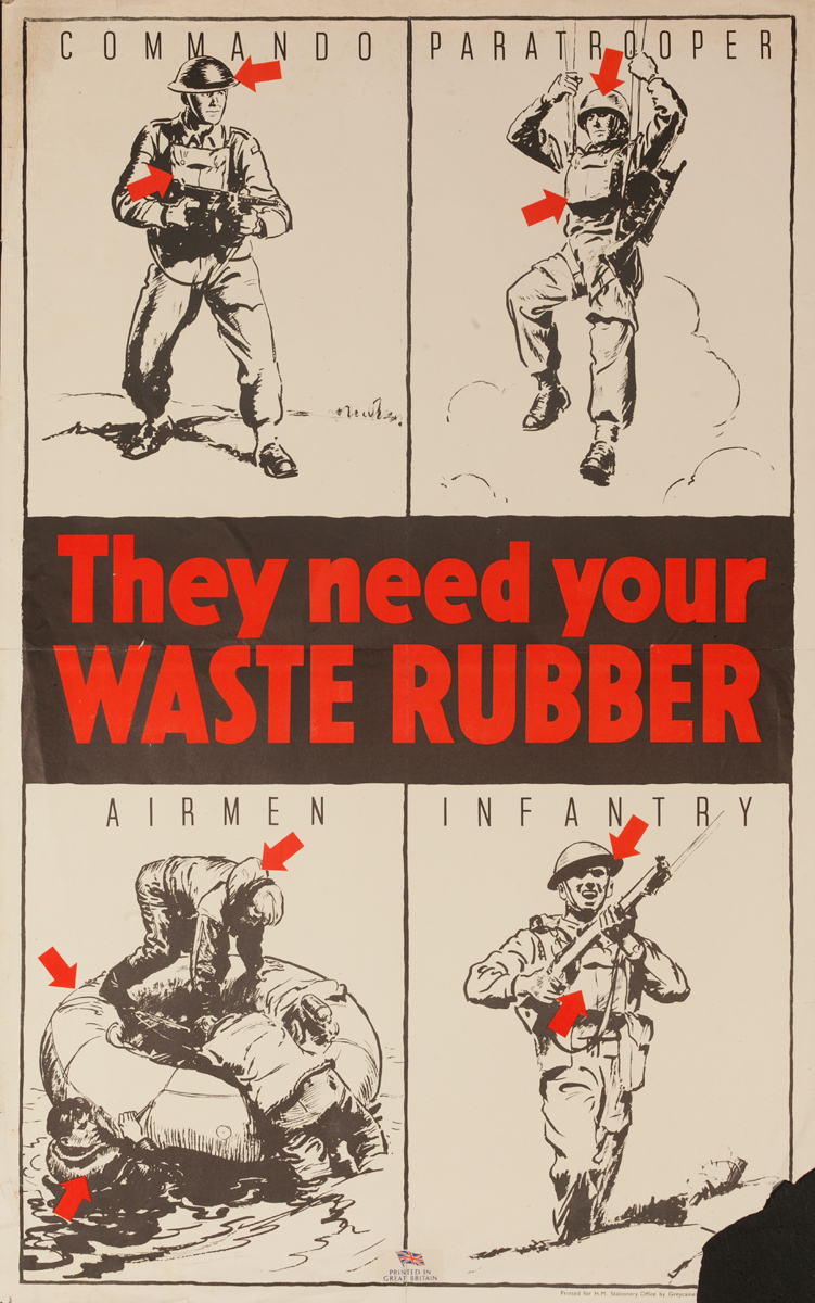 They Need Your Waste Rubber, Original British WWII Poster
