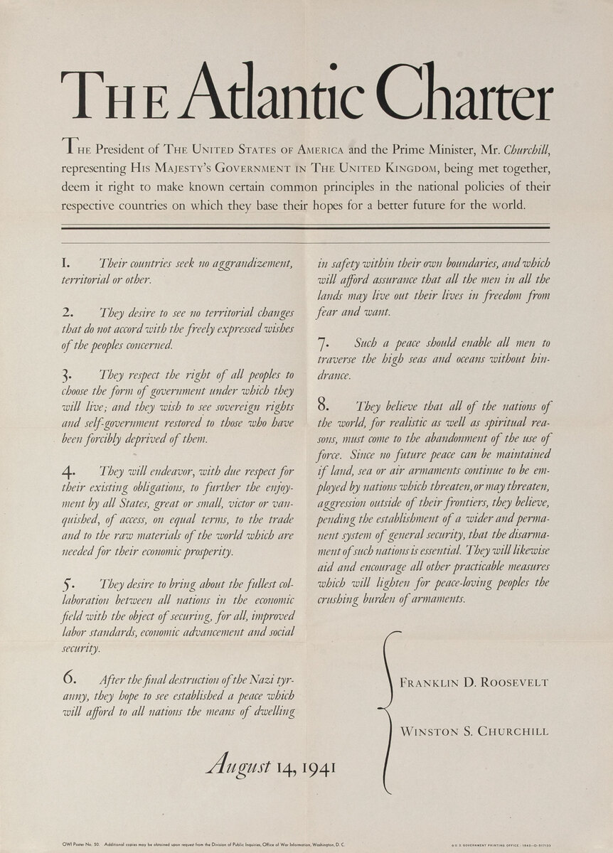 The Atlantic Charter, Original American WWII Poster