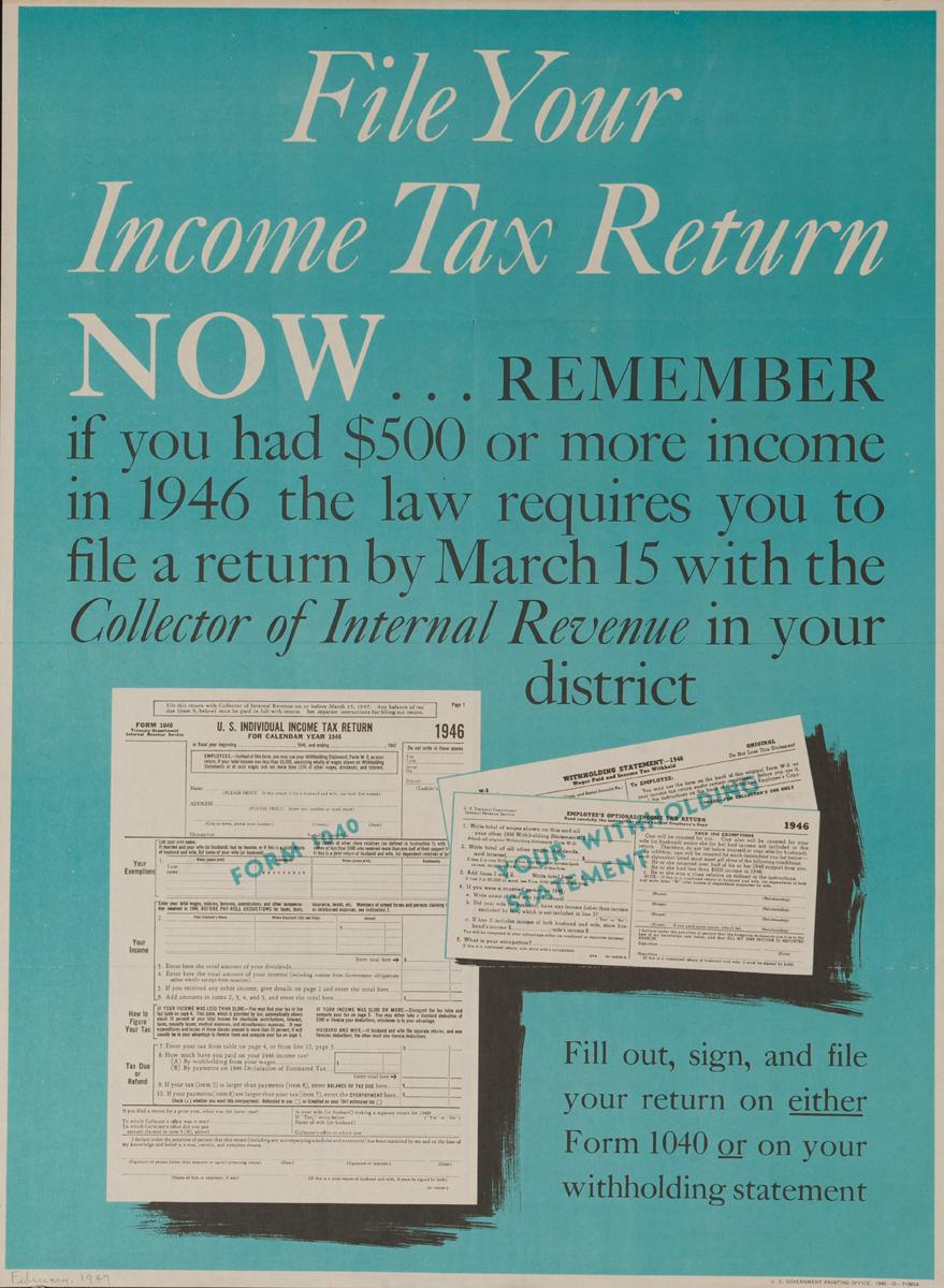 File Your Income Tax Return Now, Original American Poster