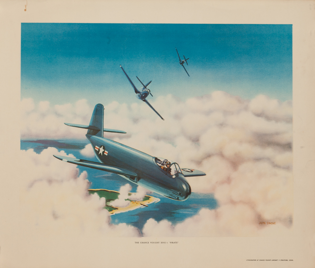 The Chance Vought XF6U-1 "Pirate", Original American WWII Poster