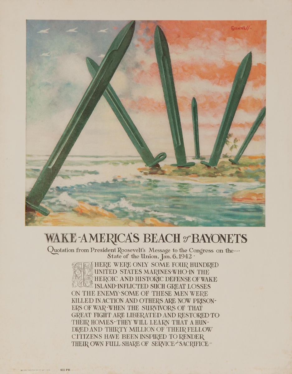 Wake - America’s Beach of Bayonets, Original American WWII Poster