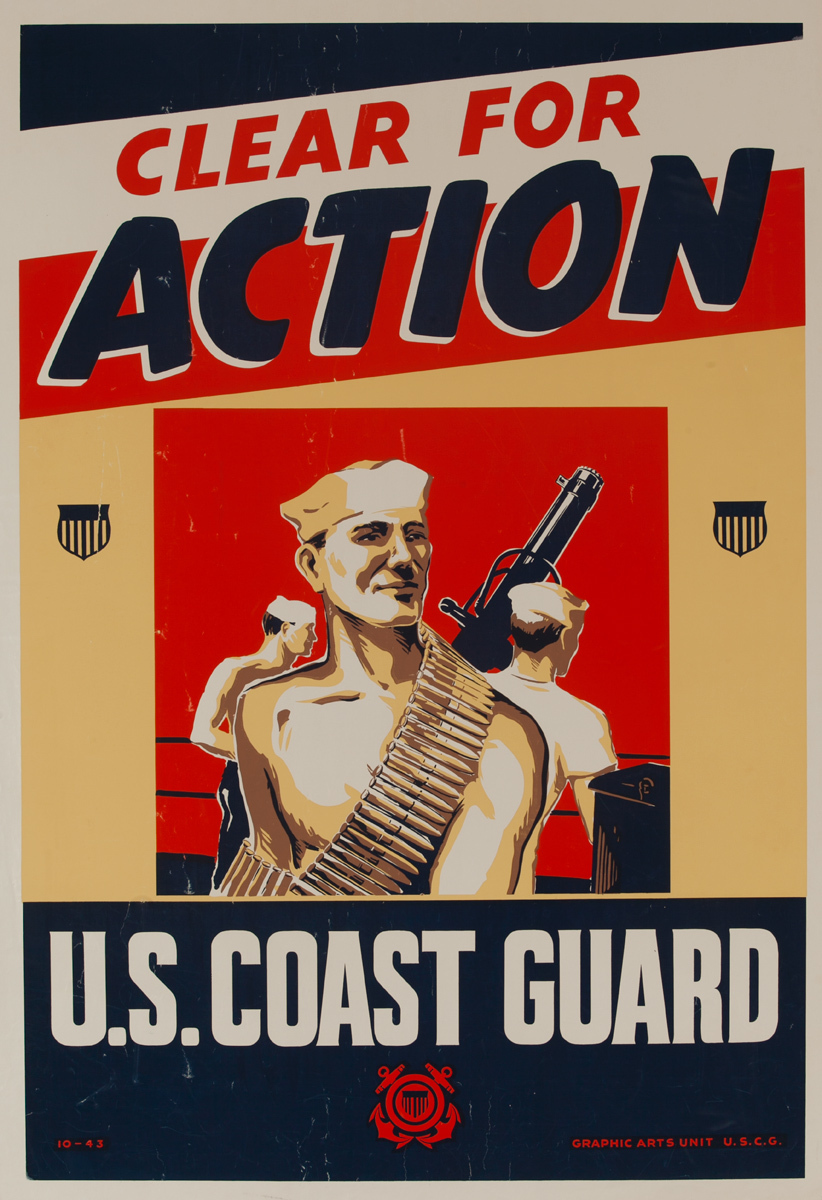 Clear for Action, U.S. Coast Guard Original American WWII Recruiting Poster