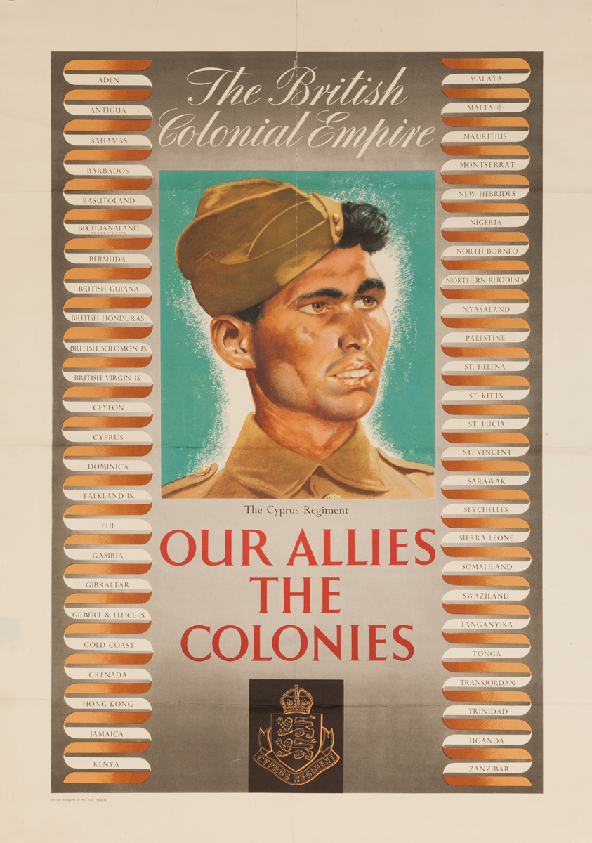 The British Colonial Empire, Our Allies in the Colonies, Original Britsish post-WWII Poster The Cyprus Regiment