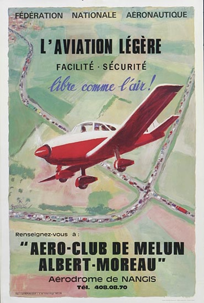 Light Aviation Free As The Air Original French Advertisng Poster