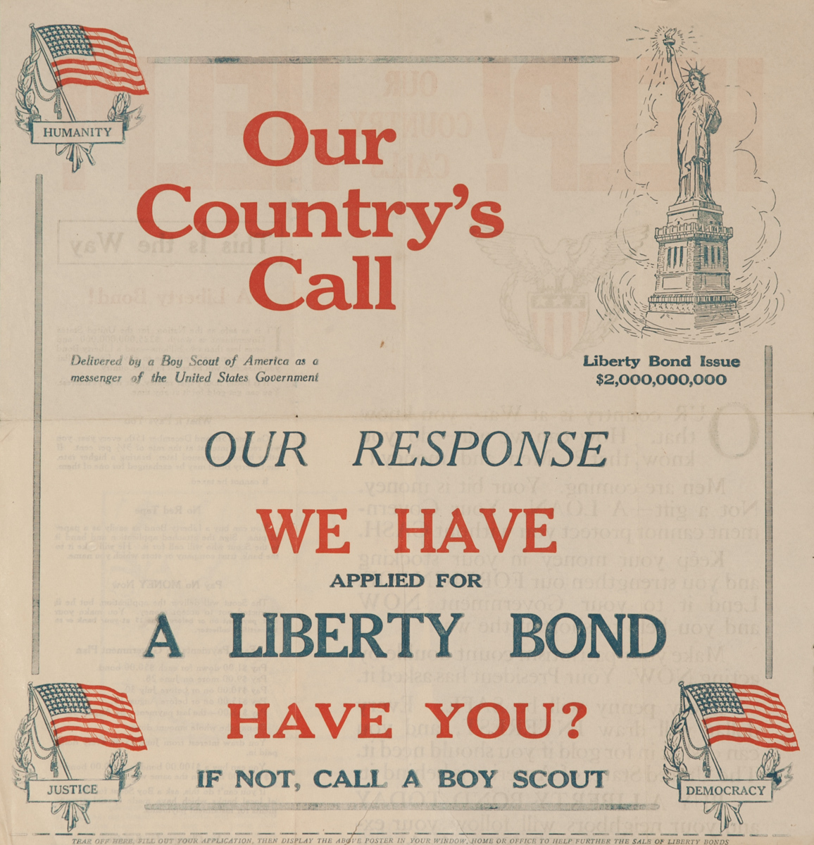 Our Country’s Call, Our Response, Original American WWI Bond Flyer