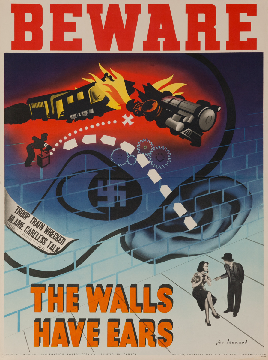 Beware, The Walls Have Ears, Original Canadian WWII Poster