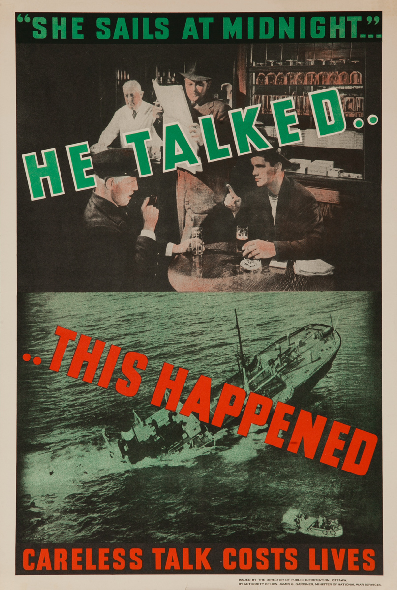He Talked... This Happened, Original Canadian WWII Poster