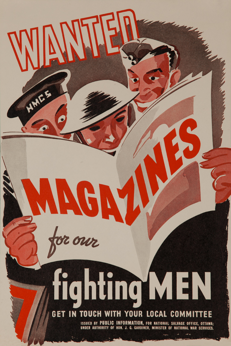 Wanted, Magazines for Our Fighting Men, Original Canadian WWII Poster