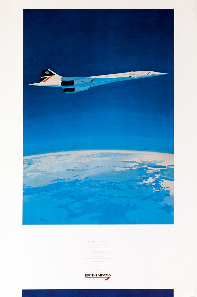 British Airways Concorde Airliner Poster, Curvature of the Earth
