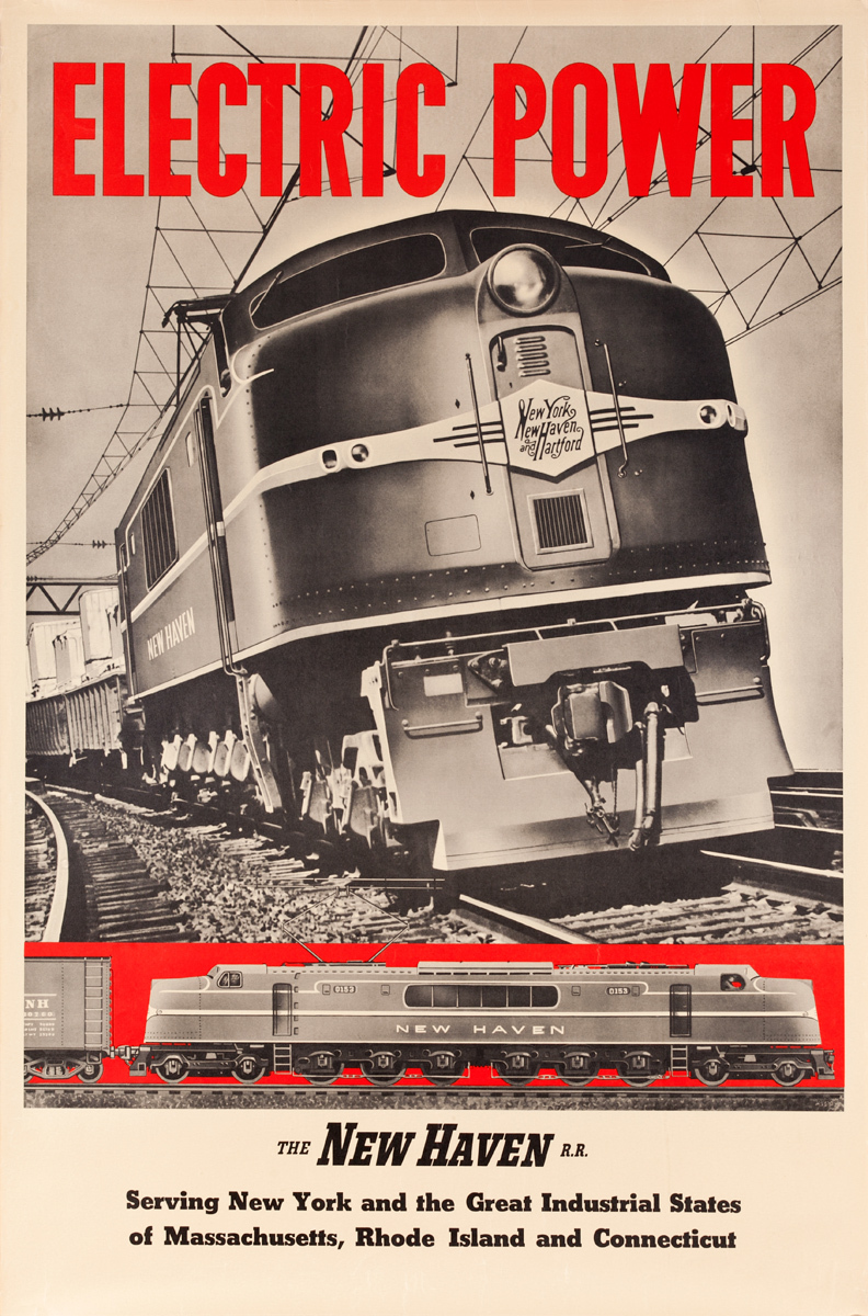 Electric Power The New Haven Rail Road Travel Poster