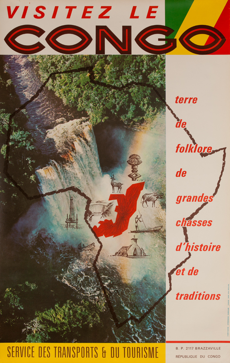 Visetez le Congo, Original African CongoTravel Poster 