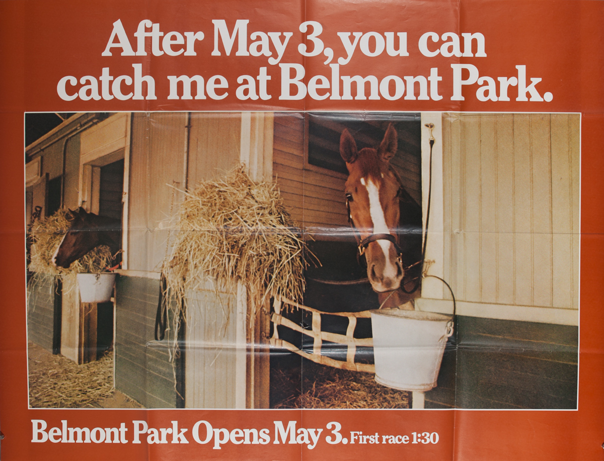 After May 3, you can catch me at Belmont Park. Original Horse Racetrack Poster 