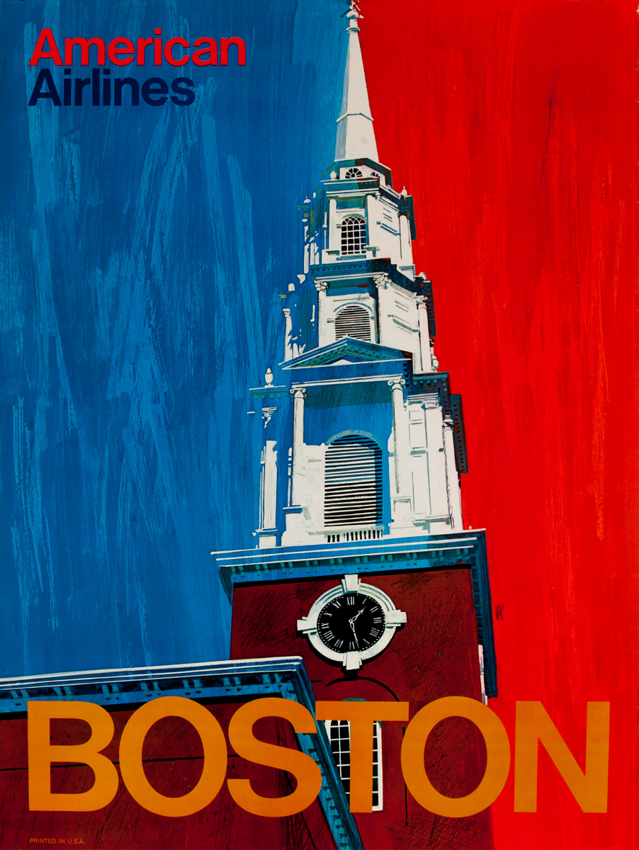American Airlines Boston Travel Poster Old North Church