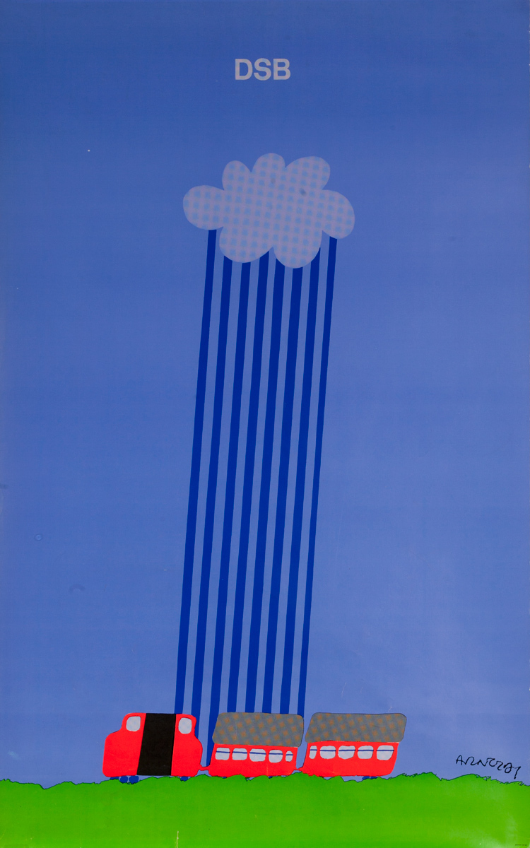DSB,Danske Statsbaner, Danish State Railroad Poster blue