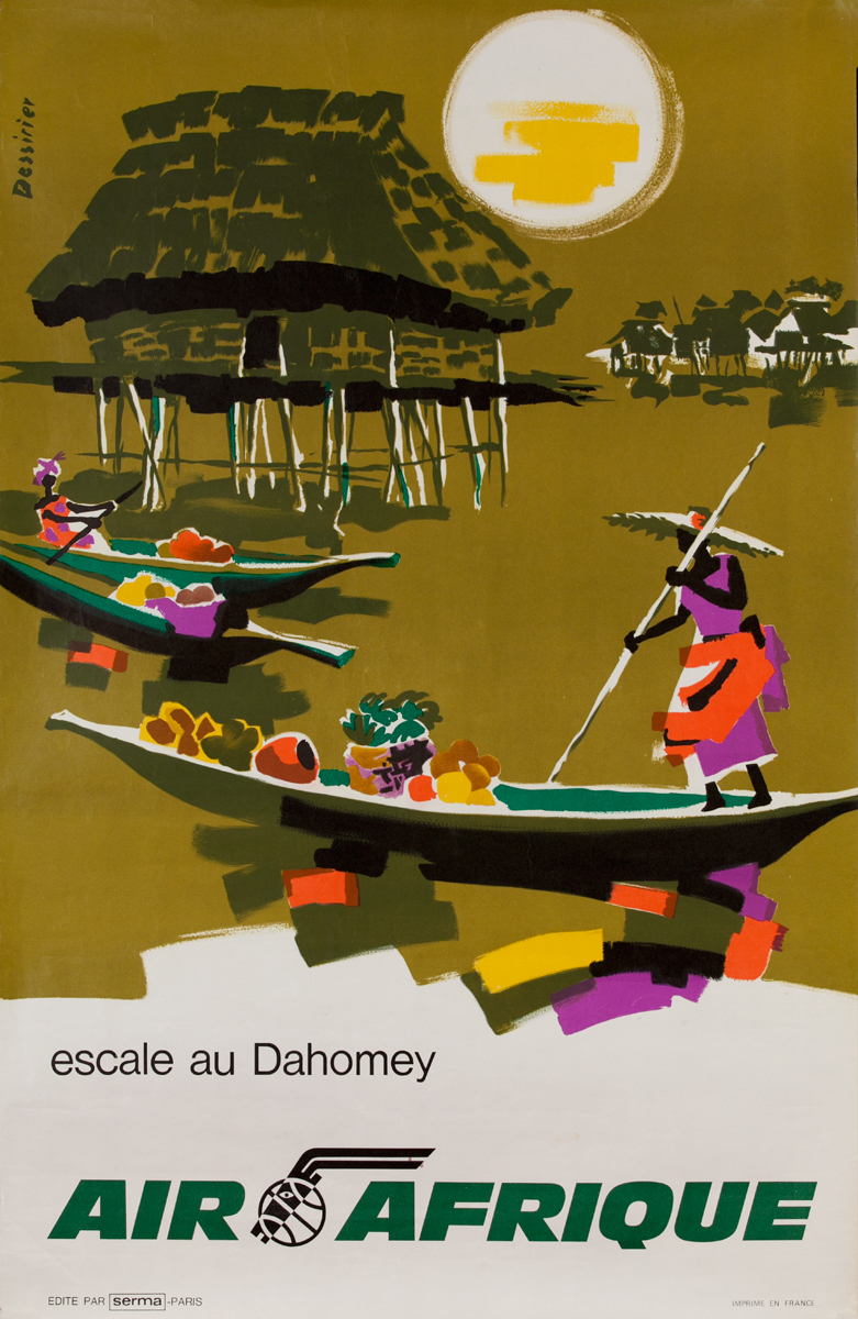 Air Afrique, escale au Dahomey, Stop in Dahomey, Original Travel Poster