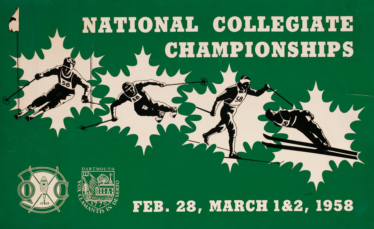 Original 1958 National Collegiate Championship Ski Poster, Dartmouth College 
