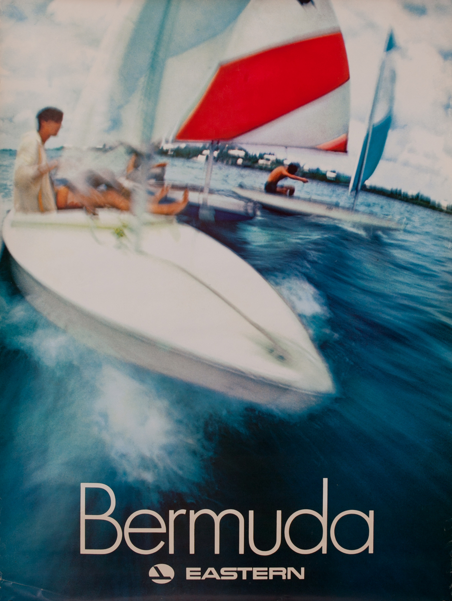 Bermuda, Original Eastern Airlines Travel Poster, sailboats