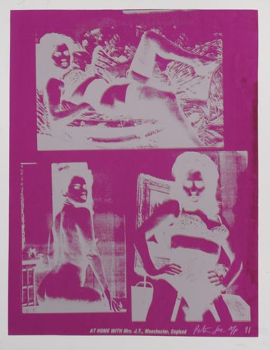 At Home With Mrs. J.T., Manchester, England Original HAND SIGNED A/P Peter Gee Silkscreen Print purple silver