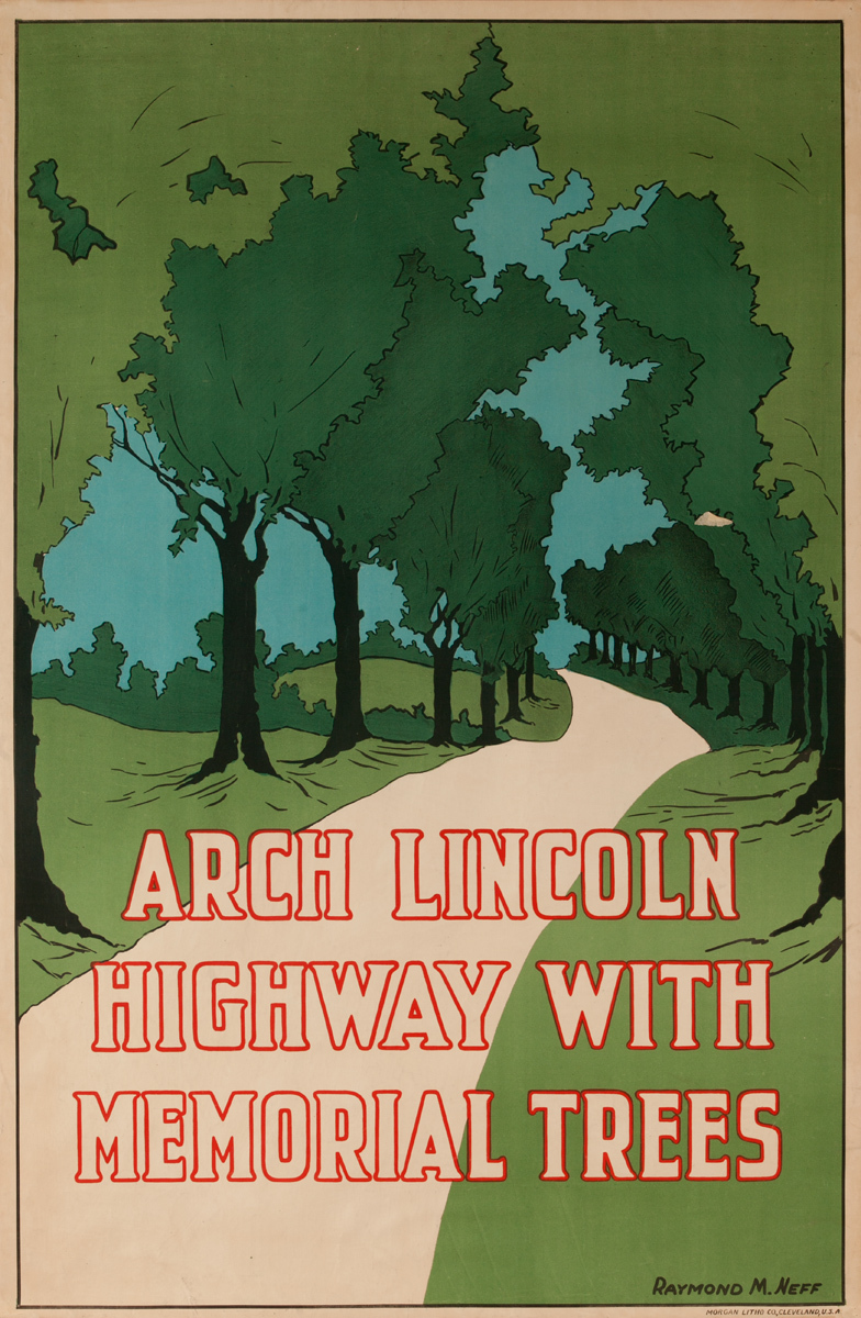 Arch Lincoln Highway with Memorial Trees, American Travel Poster