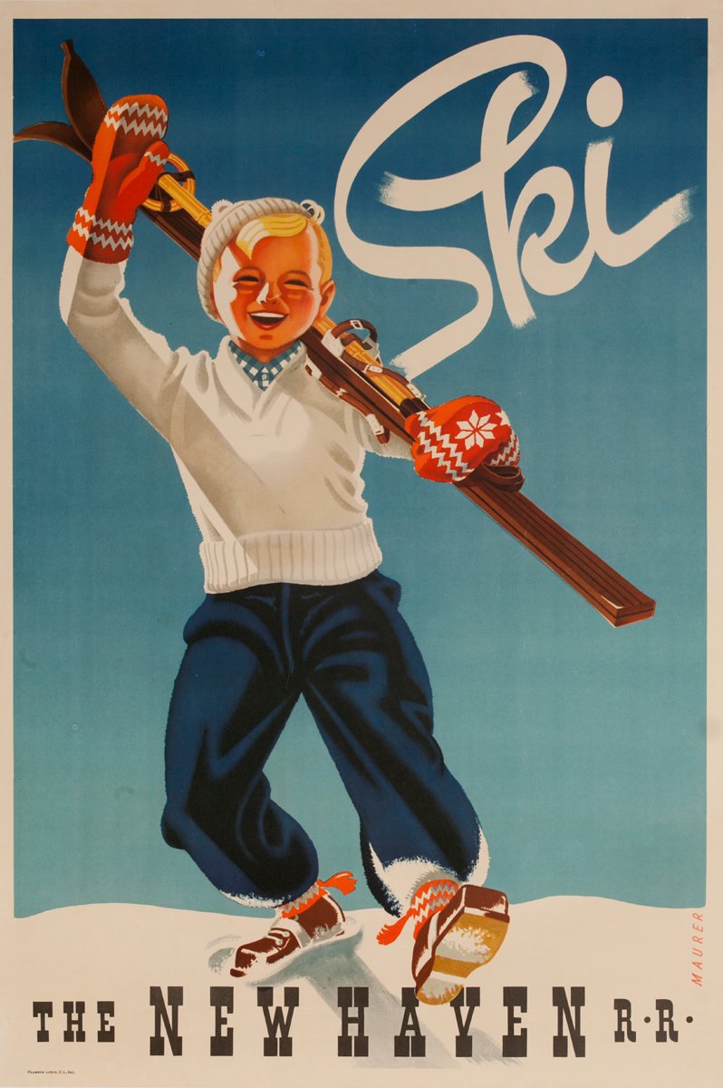 Ski The New Haven Rail Road, Original American Travel Poster