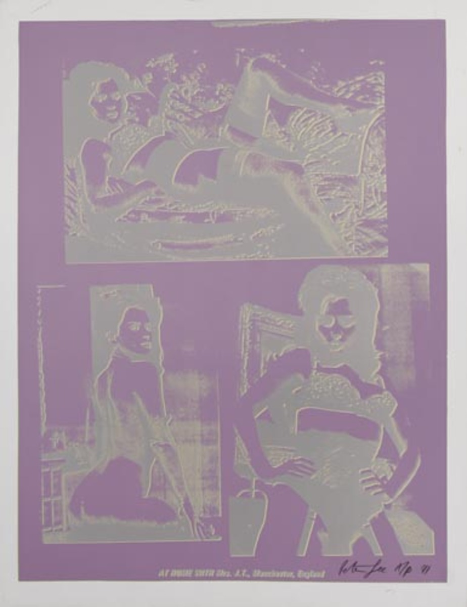 At Home With Mrs. J.T., Manchester, England Original Peter Gee Silkscreen Print purple silver