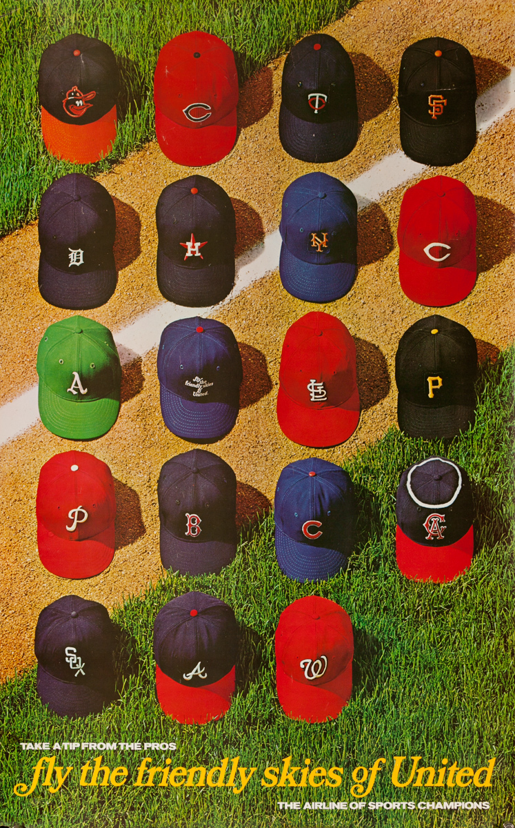 take a tip from the pros - fly the friendly skies of United - the airline of sports champions  Baseball Caps, astroturf