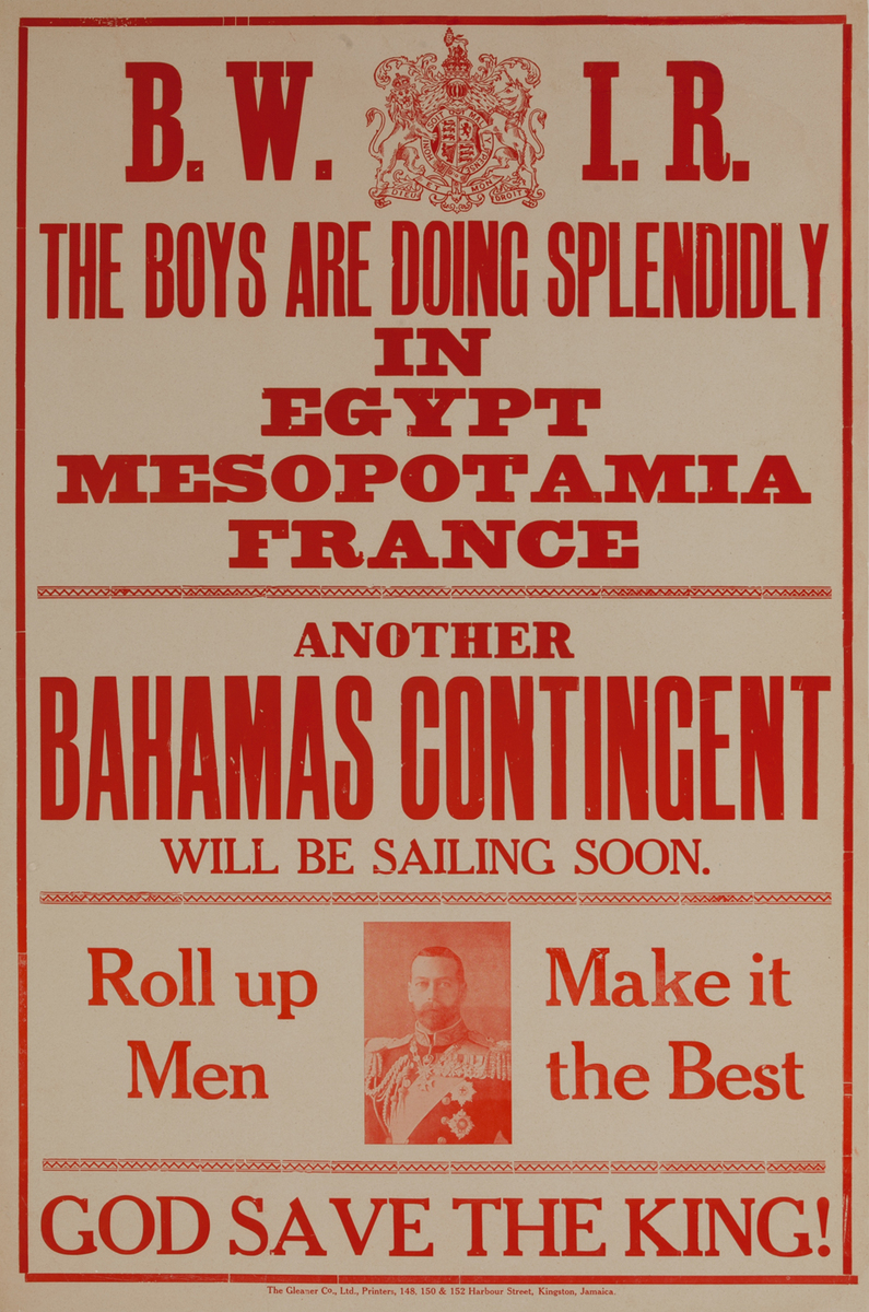 British West Indies, The Boys Are Doing Splendidly in Egypt... Original British WWI Recruiting Poster