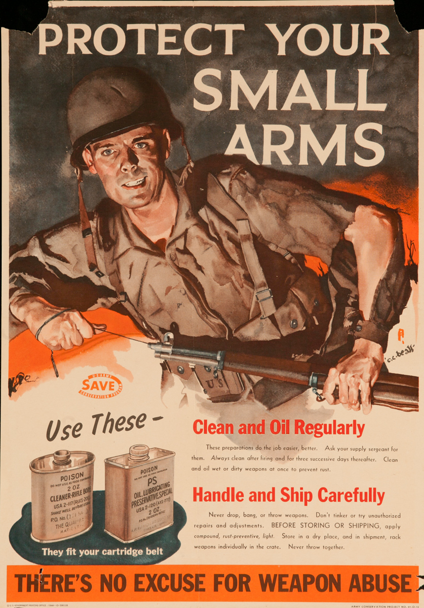 Protect Your Small Arms, There's No Excuse for Weapon Abuse, Original WWII Poster
