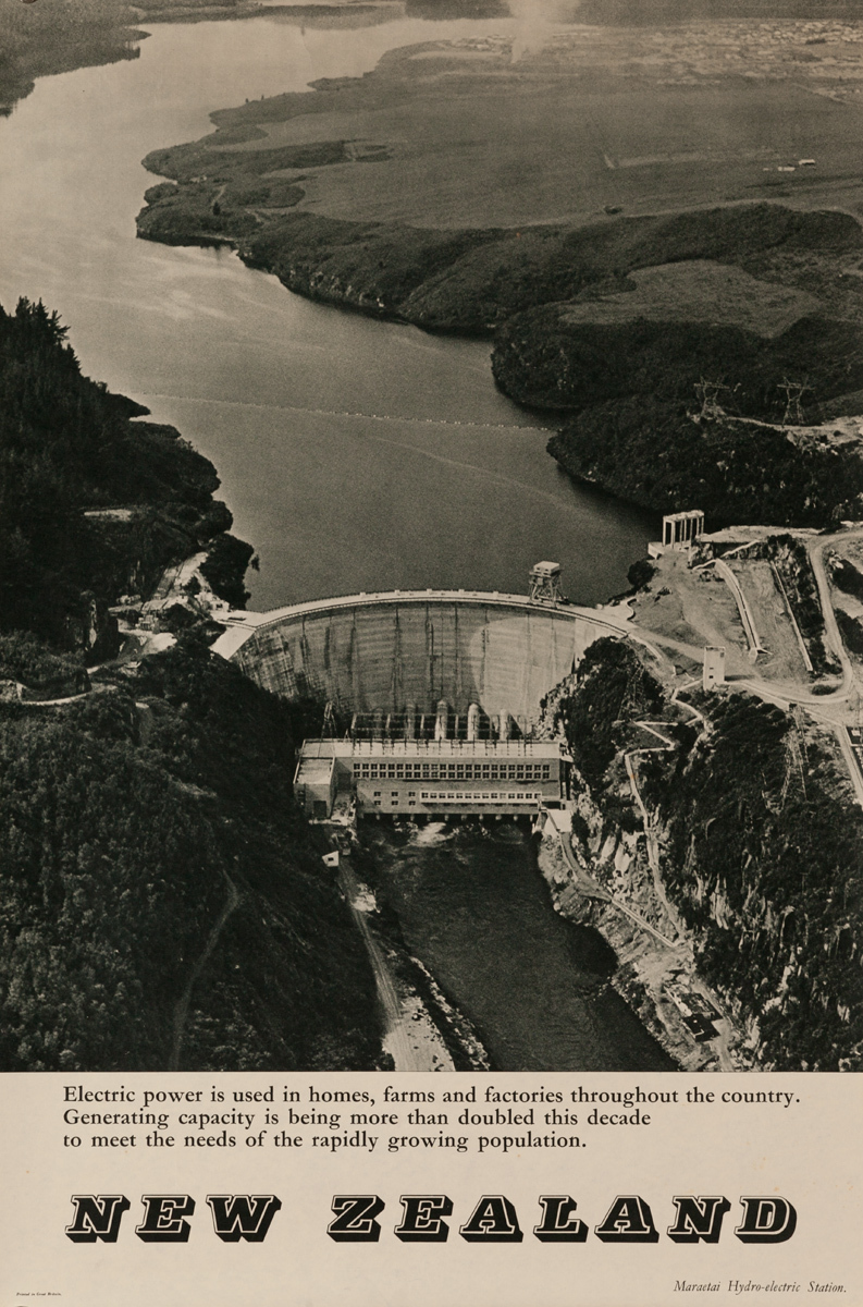 Maraetai Hydro-electric Station, Original New Zealand Travel Poster