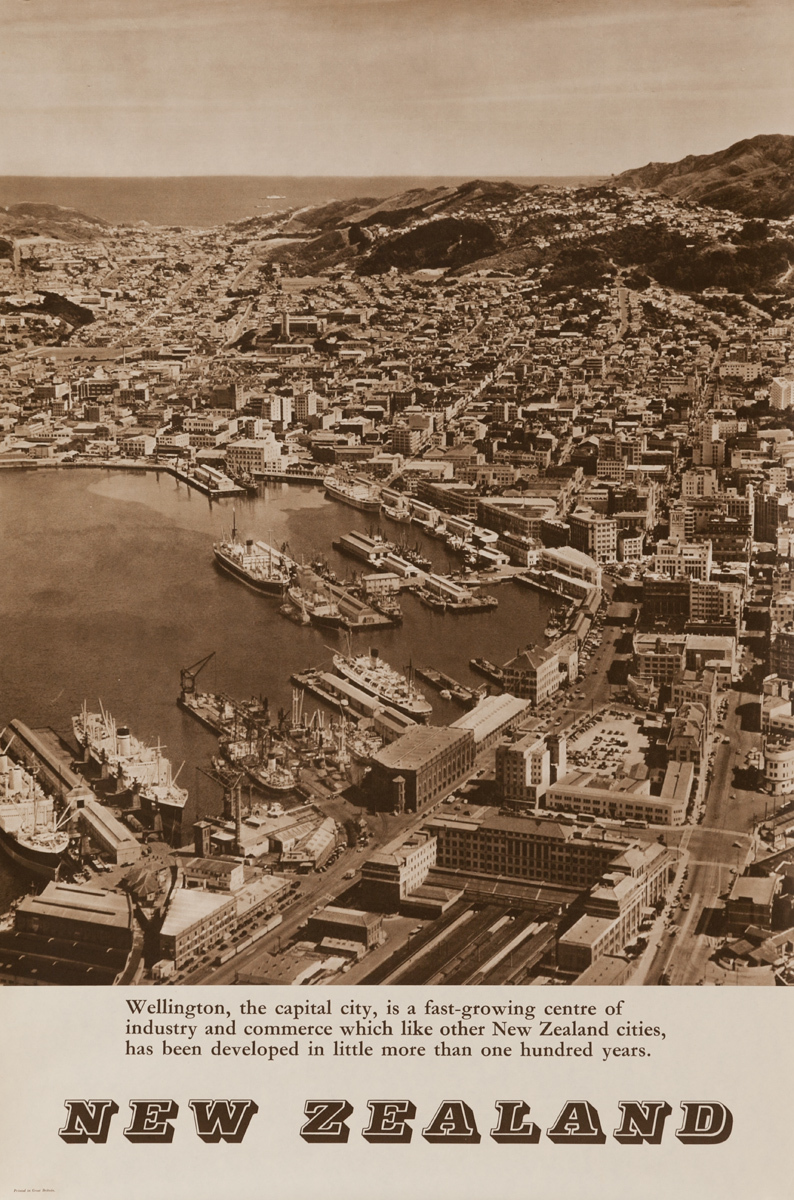 Wellington, the capitol city, Original New Zealand Travel Poster