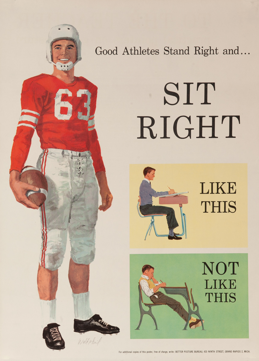 Good Athletes Stand Right... and Sit Right, Original Better Posture Bureau Poster