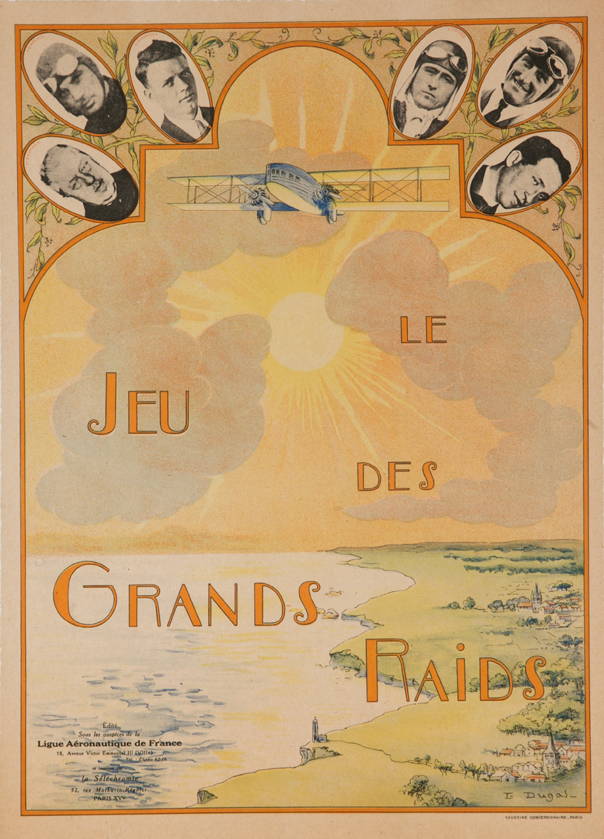  Le Jeu des Grands Raids, (The Game of Great Flights), French Board Game Advertising Poster