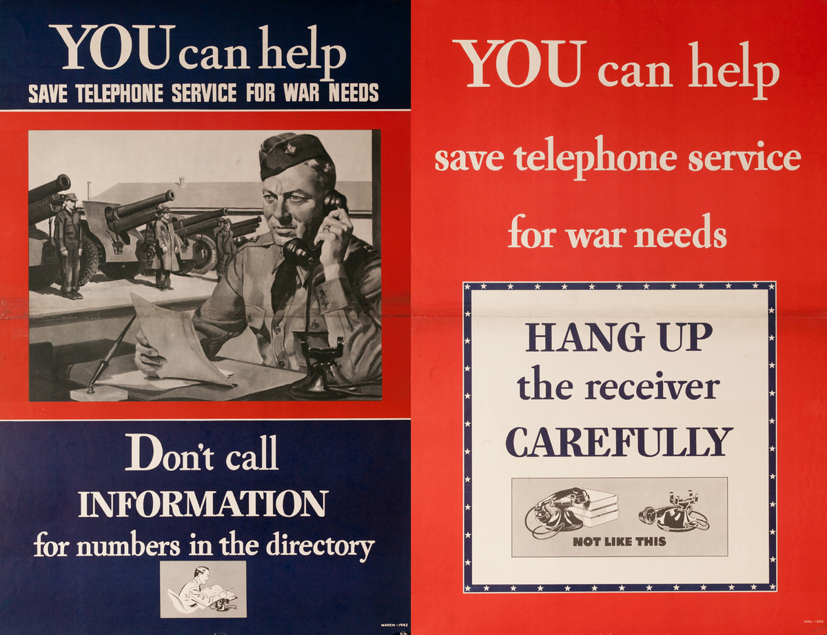You can Help Save Telephone Services for War Needs, Original WWII Poster