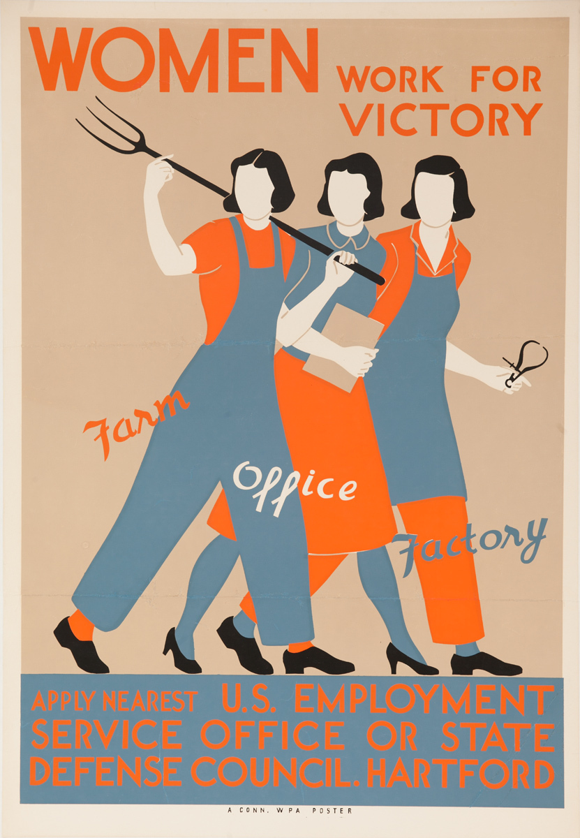 Women Work for Victory, Original Conn. WPA Poster