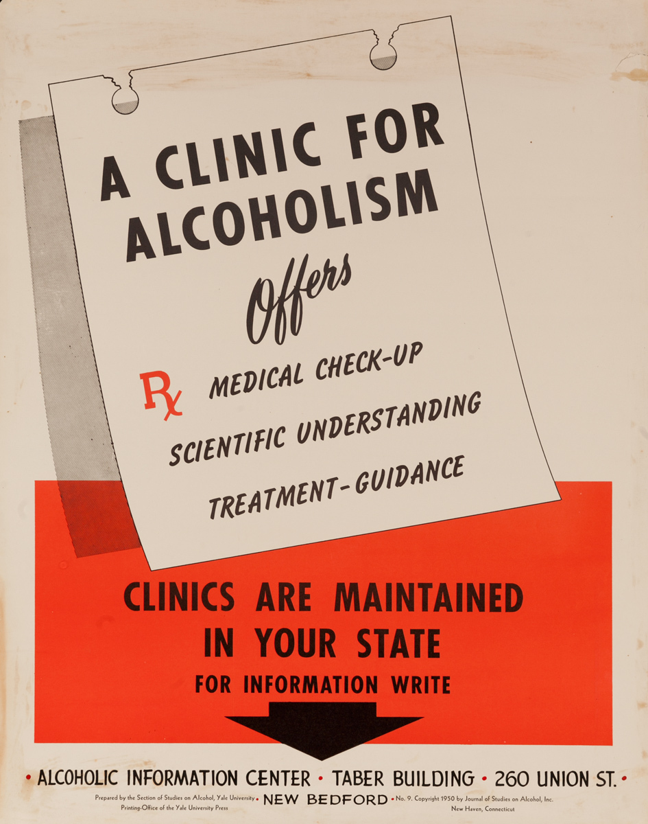 A Clinic for Alcoholism Original American Health Poster