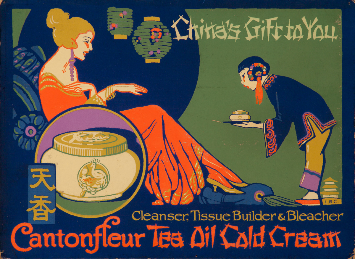 Cantonfleur Tea Oil Cold Cream Original American Adveritising Poster