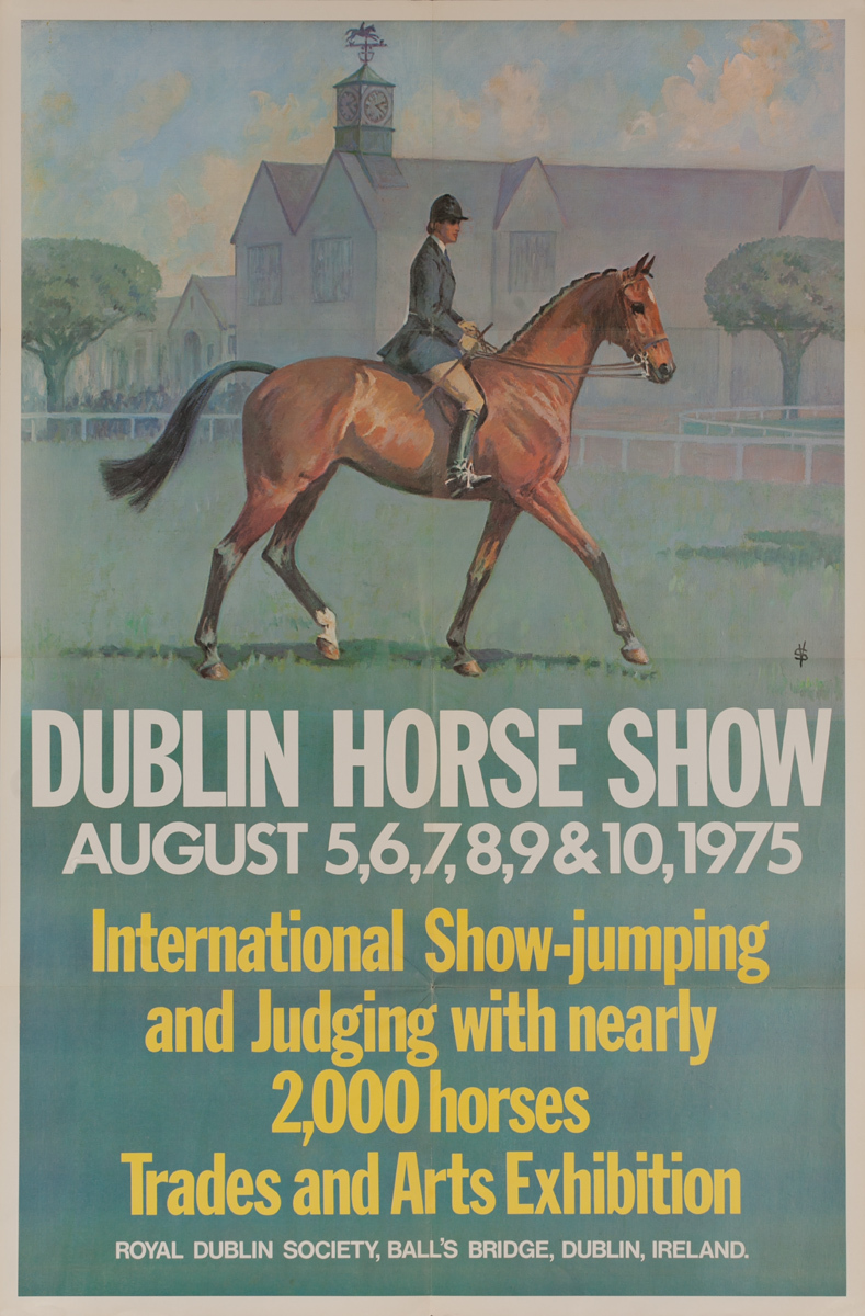 Dublin Horse Show, Original Irish Travel Poster, 1975