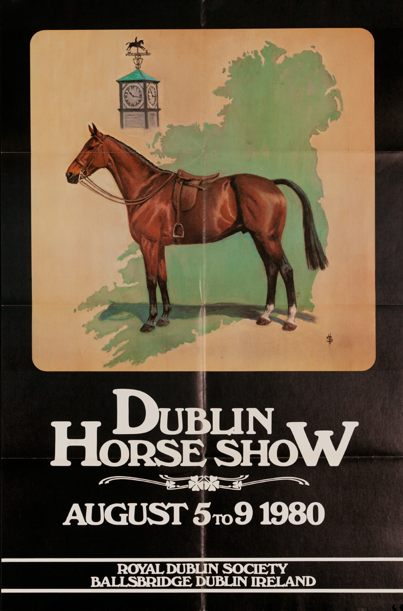 Dublin Horse Show, Original Irish Travel Poster, 1980
